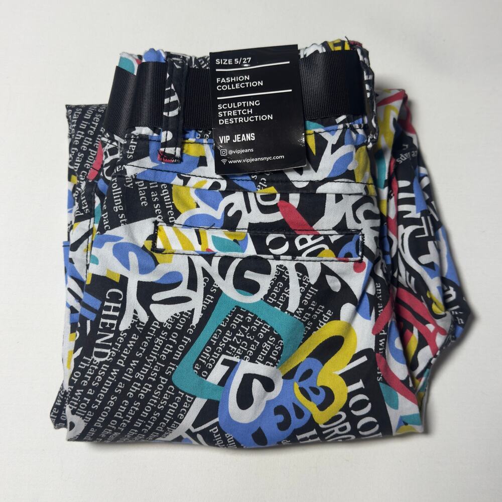 VIP JEANS Graphic Print Jogger Pants - Size 5/27 - Picture 5 of 7